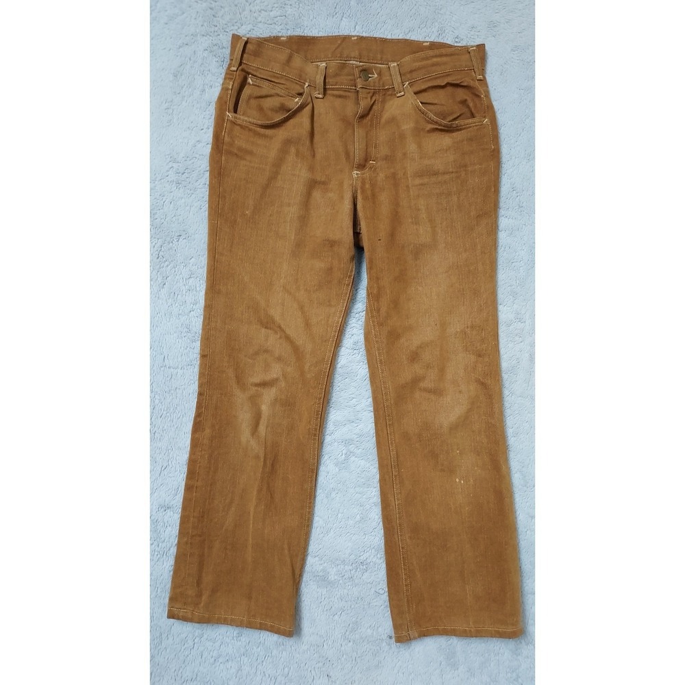 Vintage Lee Jeans Men 32x28  Leens Straight Brown Made In USA Distressed 70s